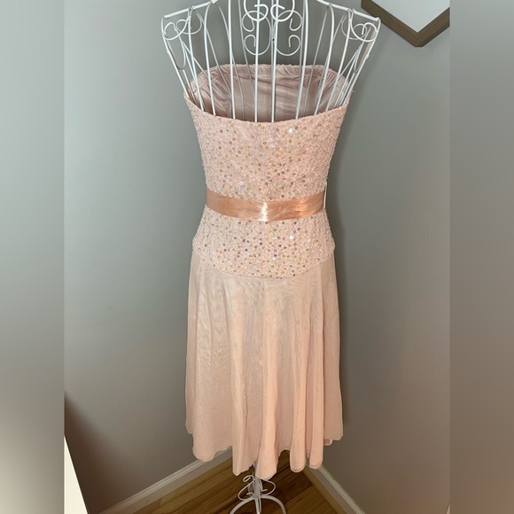 Caché Y2K Pink Sequin Drop Waist Strapless Dress Size Small Fairycore Princess - Picture 3 of 5